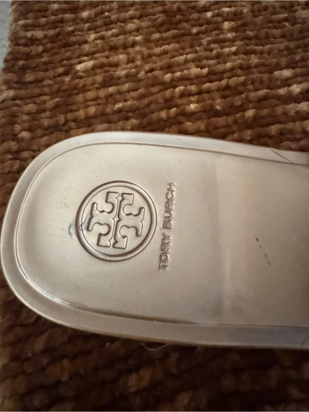 Tory Burch Metallic Gold Logo Jelly Thong Sandals size 11